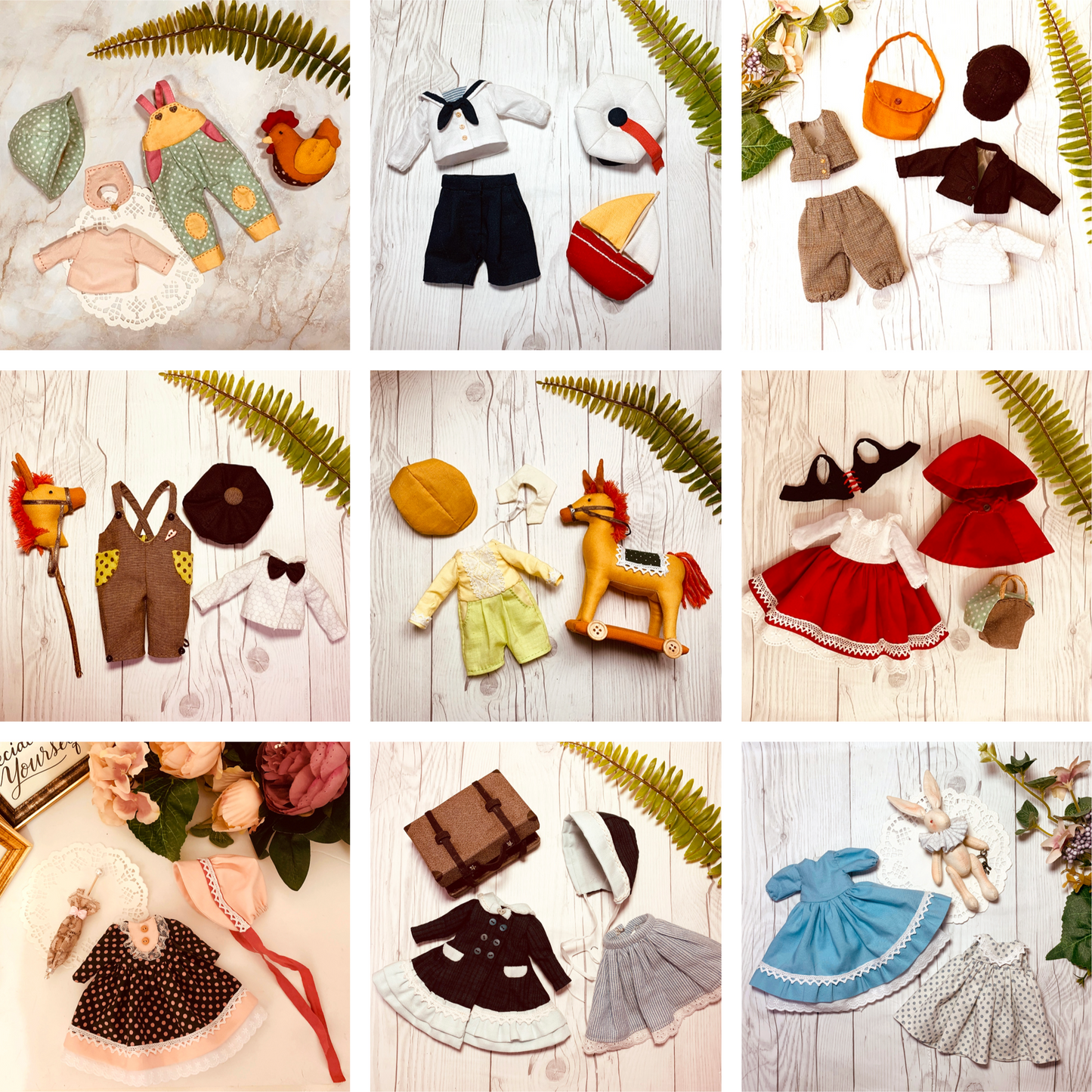 25cm Doll Pattern🧵 Dress 4Type+Pants 5Type Set+25cm Body