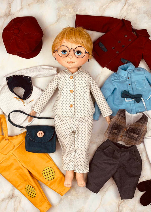 40cm Doll Pattern 🌈 (J) John Clothing Sets (Face center seam)