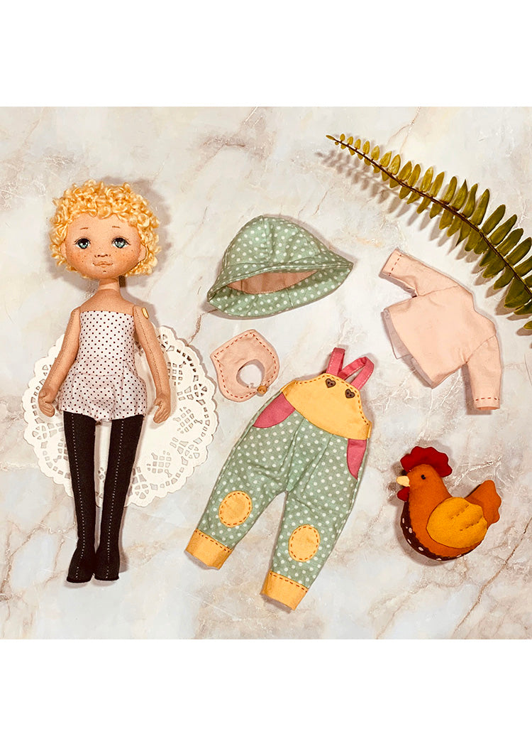 25cm Doll Pattern🎀(S) Little Farmer & Chicken (Dress-Up)