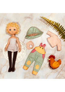 25cm Doll Pattern🎀(S) Little Farmer & Chicken (Dress-Up)