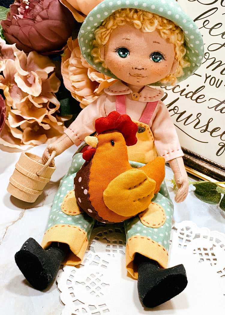 25cm Doll Clothes Pattern🧵 Little Farmer & Chicken (Dress-Up)