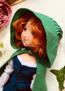 35cm doll Pattern / A woman in a cape (Face center seam)