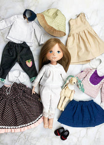 40cm Doll Pattern / (J) Bess Clothing Sets (Face center seam)