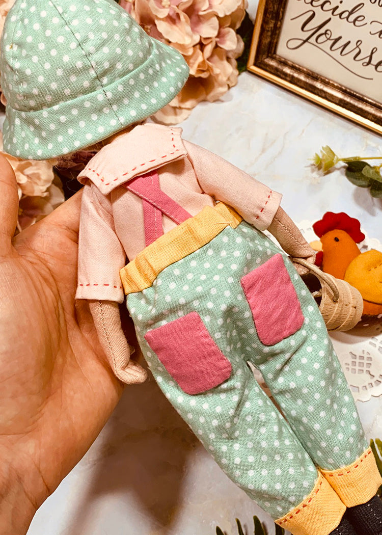 25cm Doll Clothes Pattern🧵 Little Farmer & Chicken (Dress-Up)