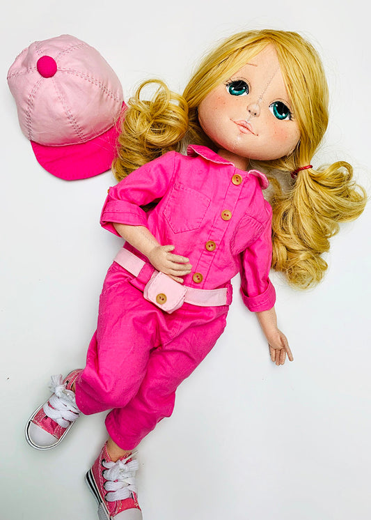40cm Doll Pattern / (J) Jumpsuit Girl (Face center seam)