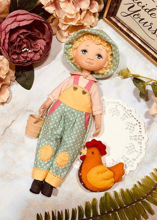 25cm Doll Pattern🎀(S) Little Farmer & Chicken (Dress-Up)