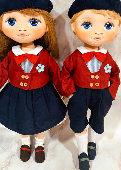 40cm Doll Pattern🌈(S) School Look Doll Couple
