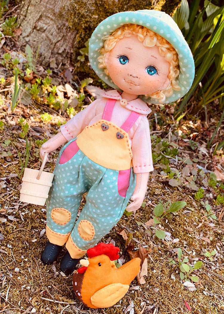 25cm Doll Clothes Pattern🧵 Little Farmer & Chicken (Dress-Up)