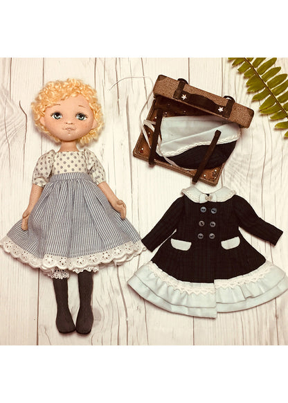 25cm Doll Pattern 🎀 (J) Sara & Suitcase (Dress-Up)