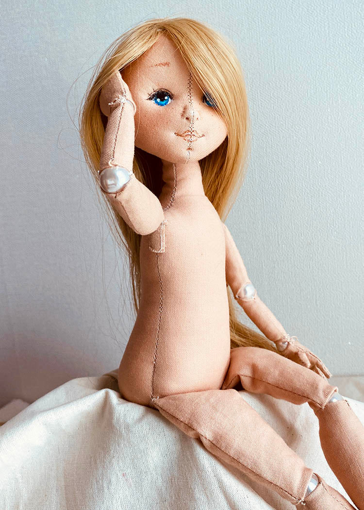 33cm Doll Body Pattern🎀 Bead-Jointed Doll Body (Face center seam)