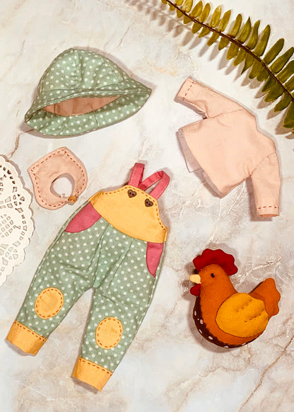 25cm Doll Clothes Pattern🧵 Little Farmer & Chicken (Dress-Up)