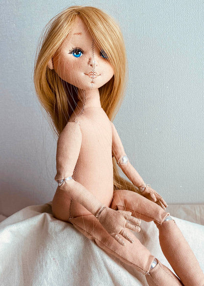 33cm Doll Body Pattern🎀 Bead-Jointed Doll Body (Face center seam)