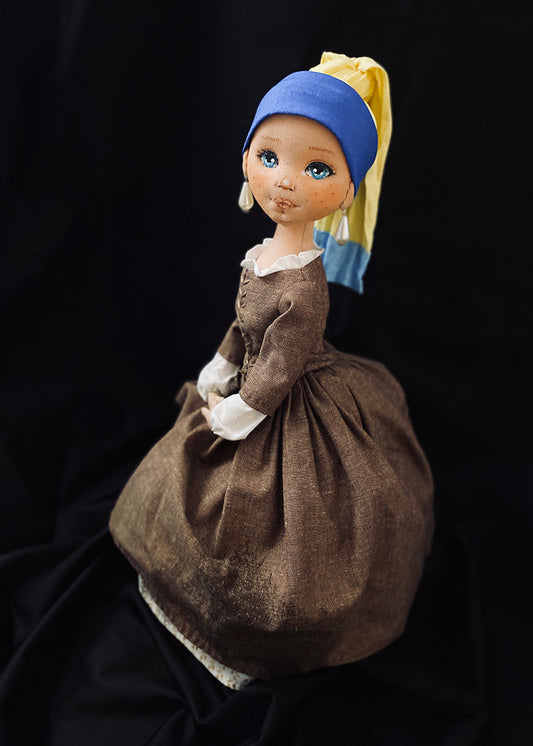 35cm doll Pattern🩱Girl with a Pearl Earring / No Face center seam