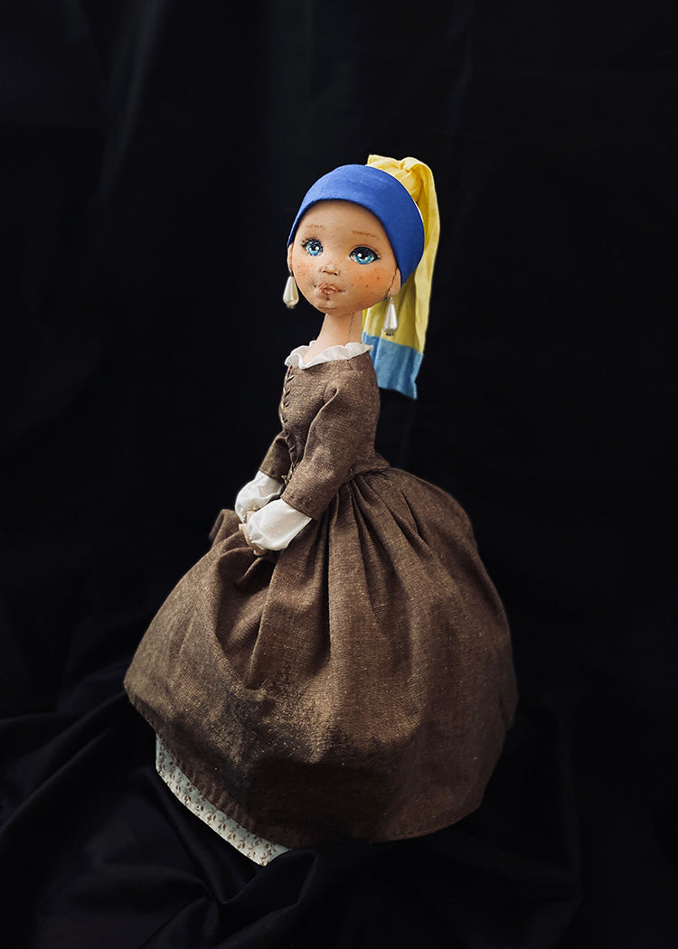 35cm doll Pattern🩱Girl with a Pearl Earring / No Face center seam