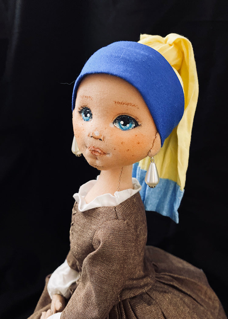 35cm doll Pattern🩱Girl with a Pearl Earring / No Face center seam
