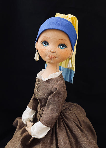 35cm doll Pattern🩱Girl with a Pearl Earring / No Face center seam
