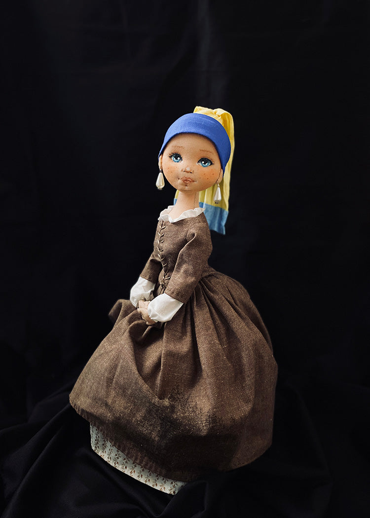 35cm doll Pattern🩱Girl with a Pearl Earring / No Face center seam