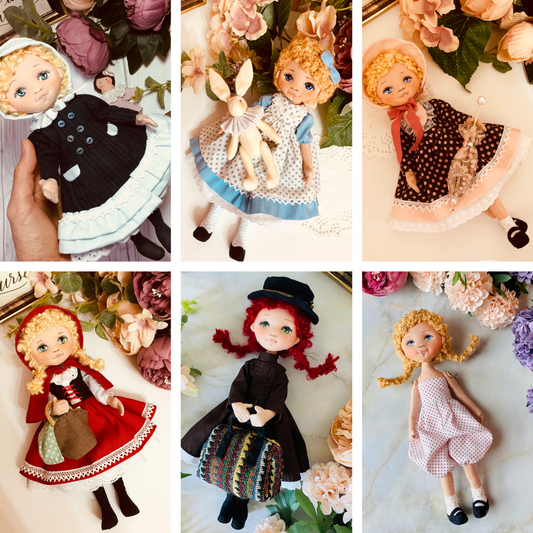 25cm Doll Basic Body + 4 Outfit Patterns + 1 FREE Bonus Outfit (Total 5 Dress)