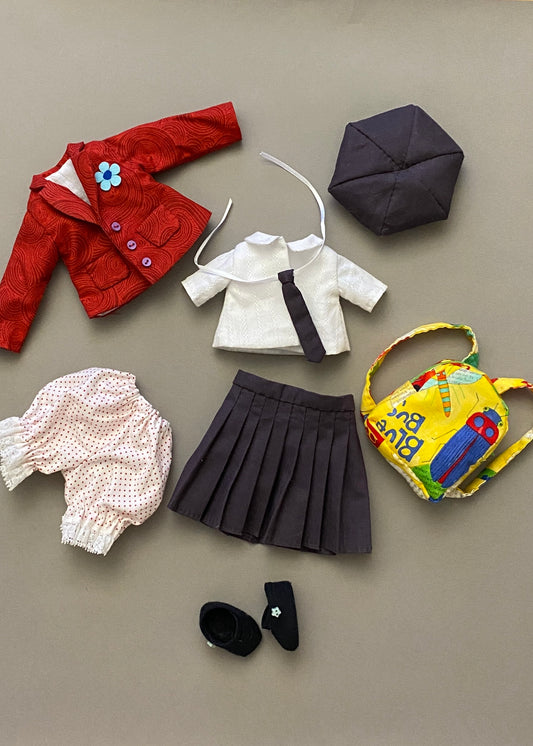 33cm Doll cloth Pattern👚 School Unfofrm Set (Dress-Up)