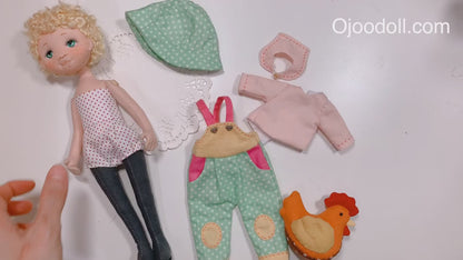 25cm Doll Clothes Pattern🧵 Little Farmer & Chicken (Dress-Up)
