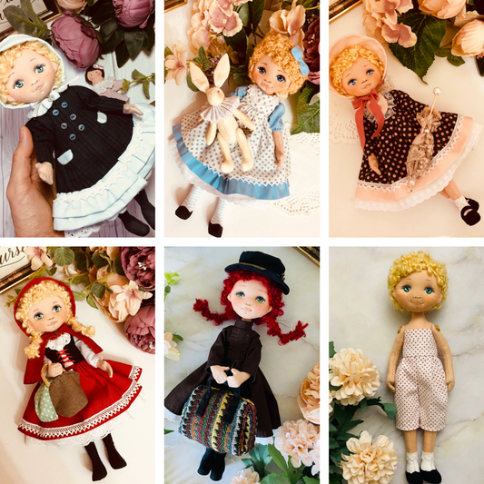 25cm Doll Standing Body + 4 Outfit Patterns + 1 FREE Bonus Outfit (Total 5 Dress)