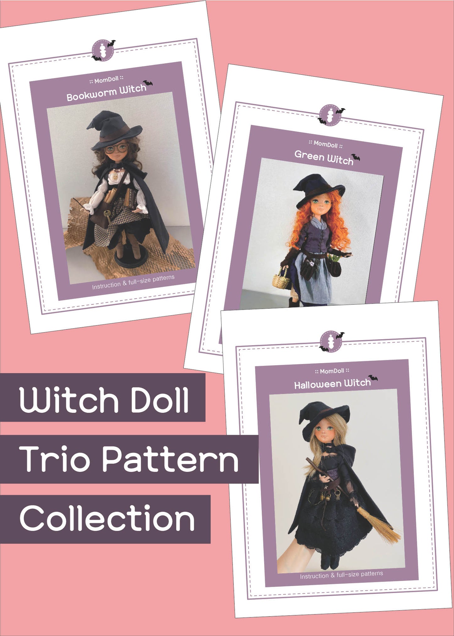 35cm doll Pattern🩱 Triple Witch Collection 🎃/ No Face center seam